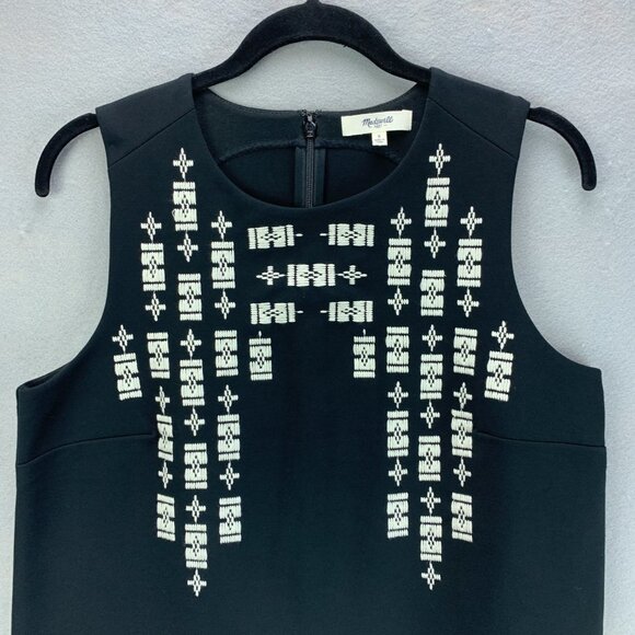 Madewell‎ Top Womens Small Black Sleeveless Embroidered Stretch Back Zip - Picture 2 of 13